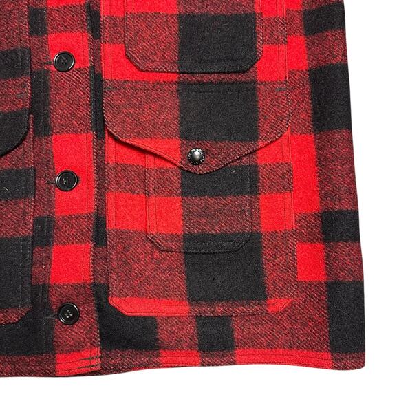 Vintage 60s Filson Mackinaw Cruiser Red Black Buffalo Check Plaid Wool Jacket S - Picture 8 of 10